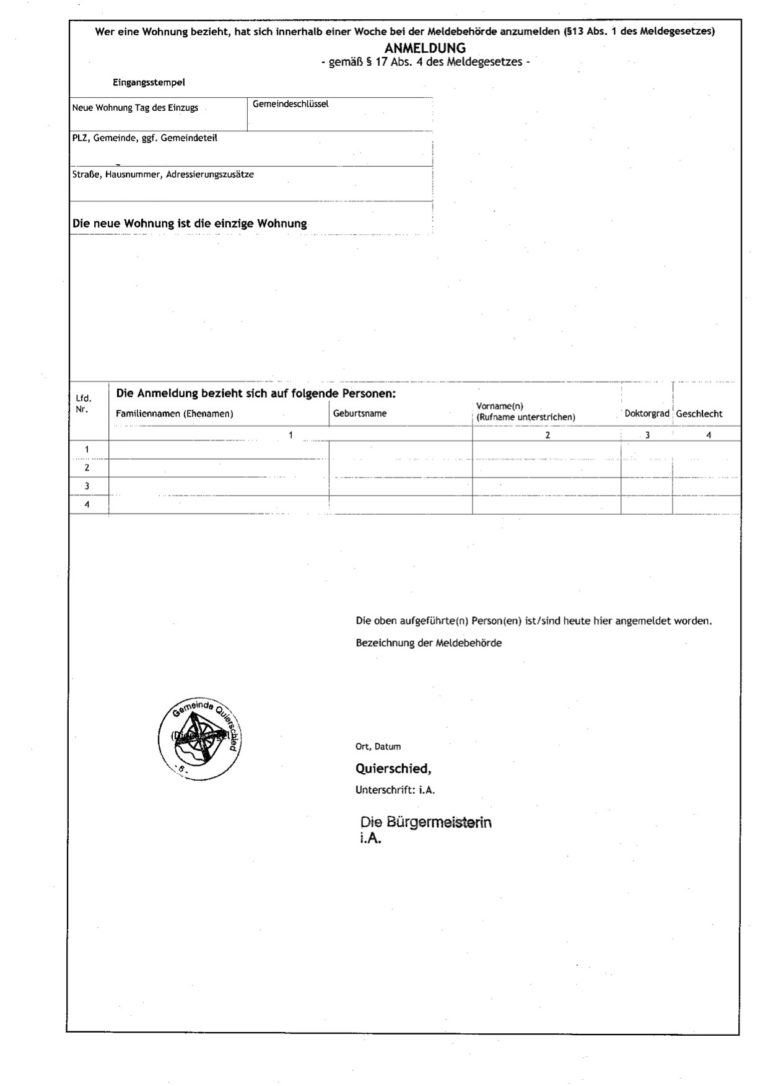 Meldebestätigung/-bescheinigung (DE-RO) - Beglaubigte Übersetzungen