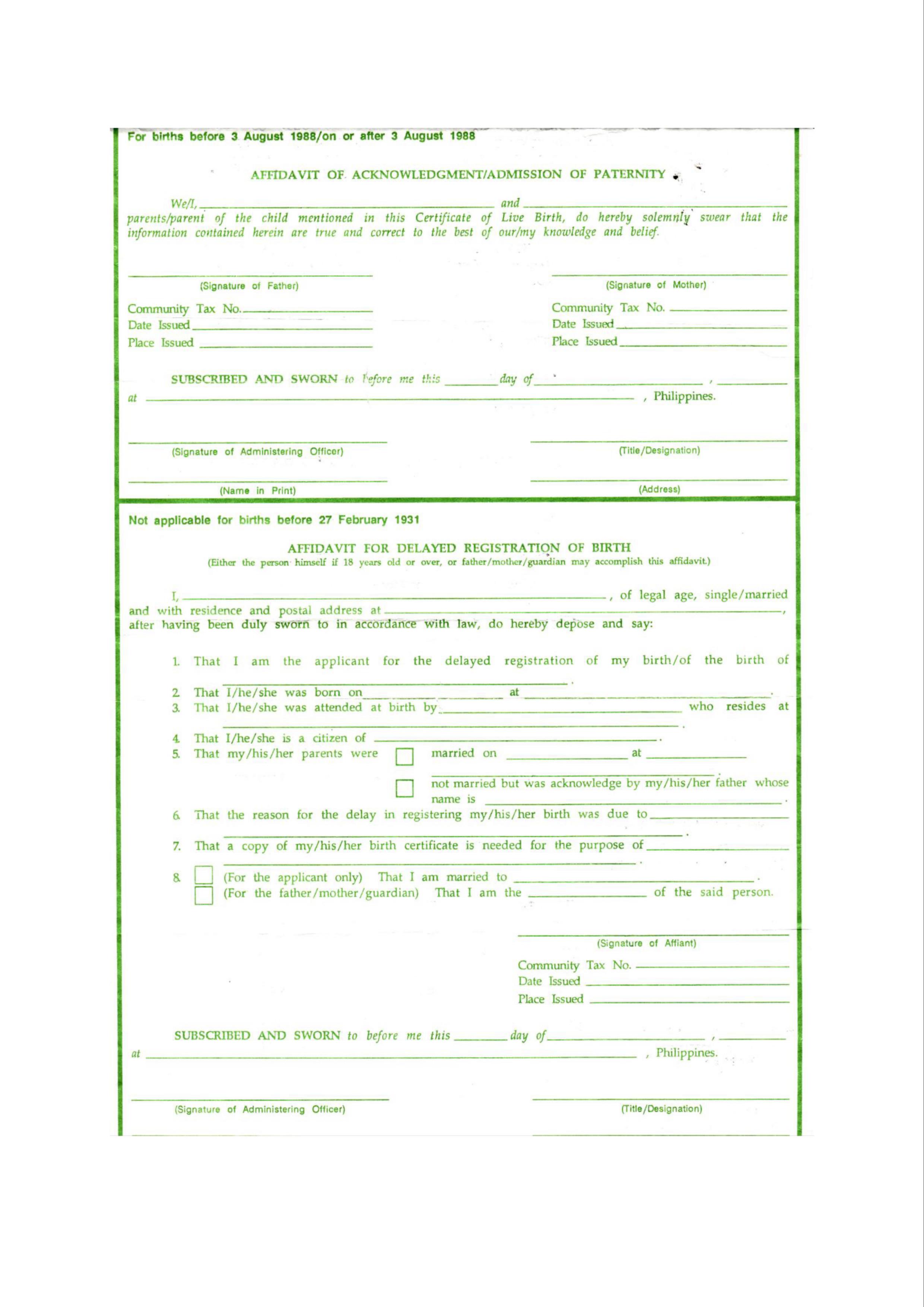 Certificate of live birth philippines nur r ckseite vaterschaftsanerkennung versp tete 