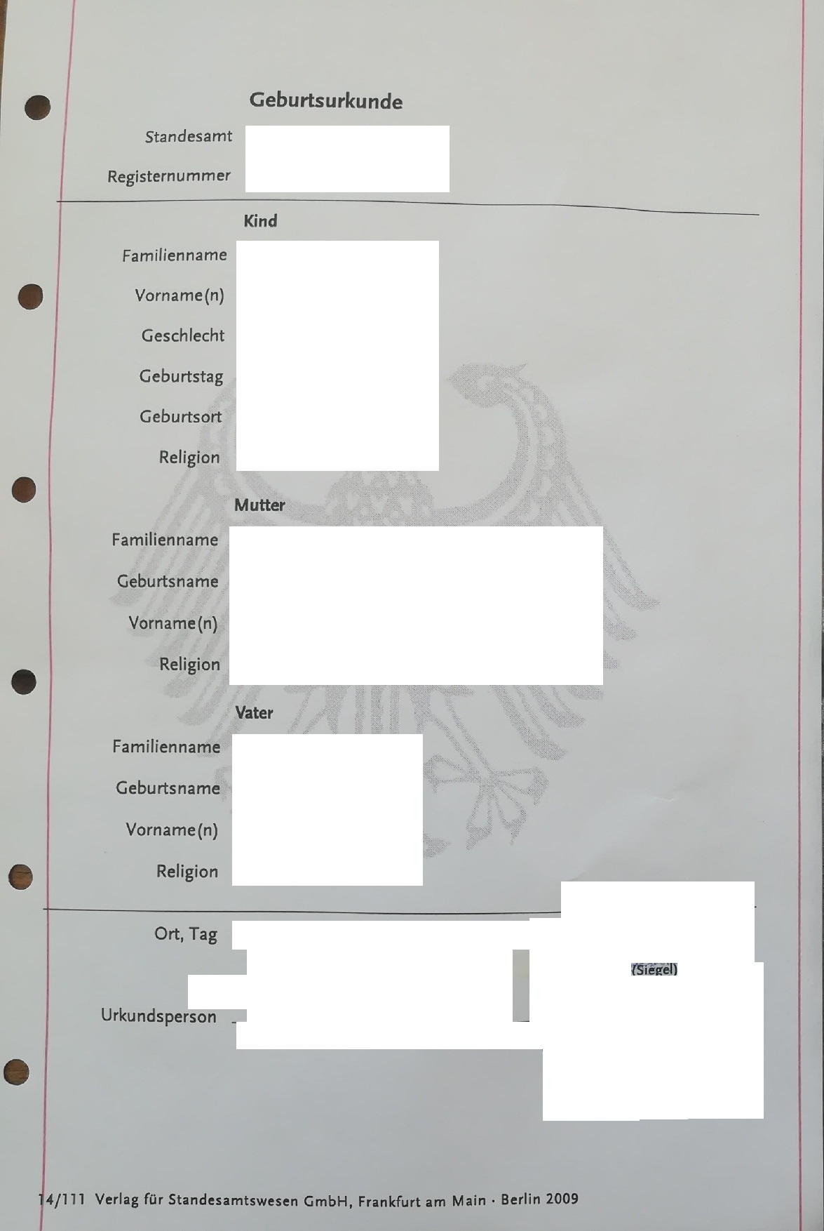 Geburtsurkunde Deutschland (DE-EN) - Beglaubigte Übersetzungen
