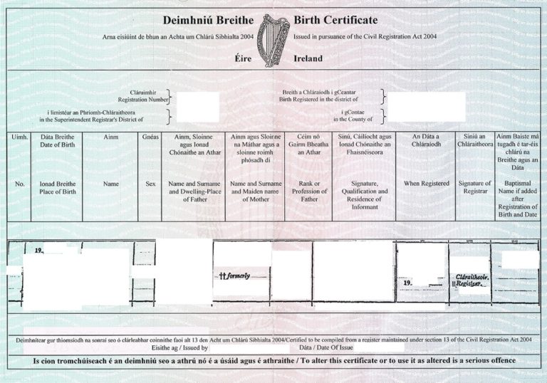 Birth Certificate Ireland Querformat Beglaubigte bersetzungen birth-certificate-ireland-querformat-beglaubigte-bersetzungen