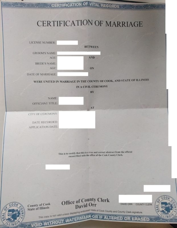 Certification of Marriage (USA, Illinois) Beglaubigte Übersetzungen