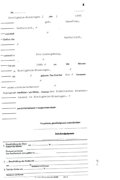Auszug Aus Dem Geburtenregister Geburtsurkunde Geburtsurkunde - beglaubigte Abschrift aus dem Register - Beglaubigte