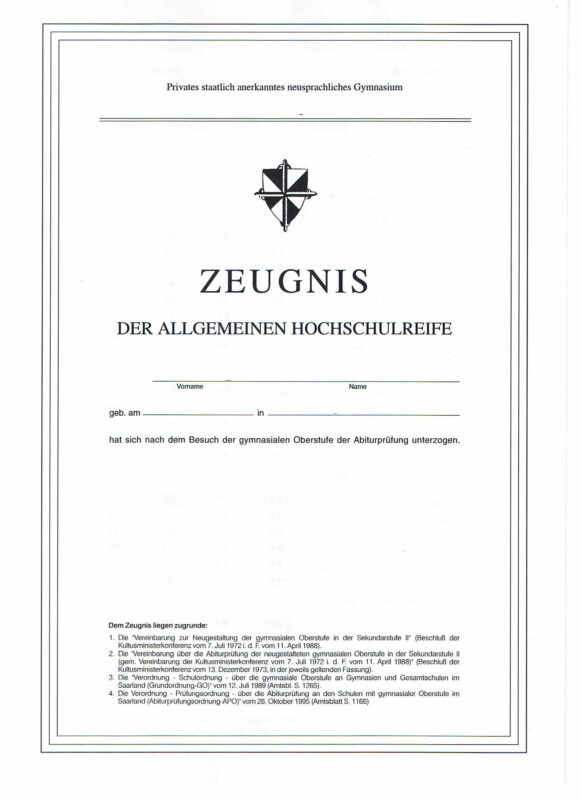 Abiturzeugnis Saarland Beglaubigte Übersetzungen