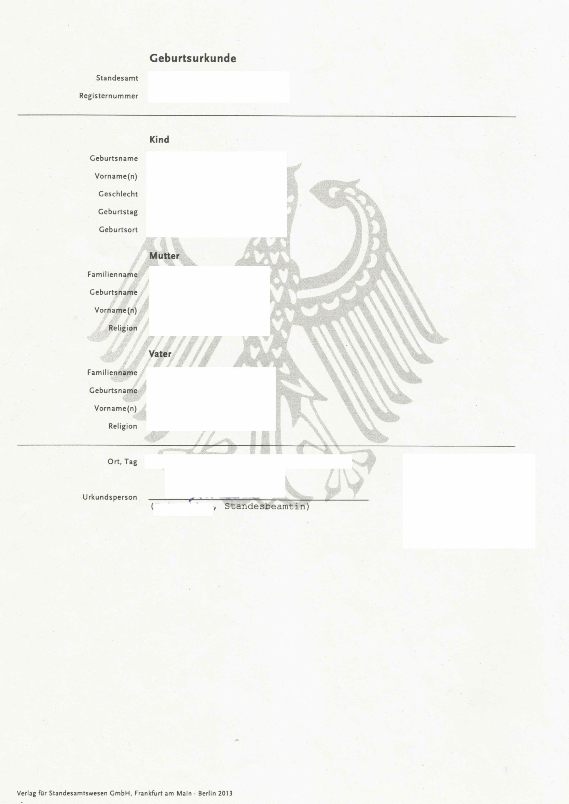 Geburtsurkunde - Beglaubigte Übersetzungen